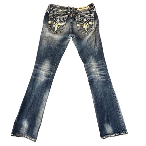 Vintage Y2K Rock Revival Penny Bootcut Jeans 28 | Rhinestone Distressed Denim - Picture 4 of 16